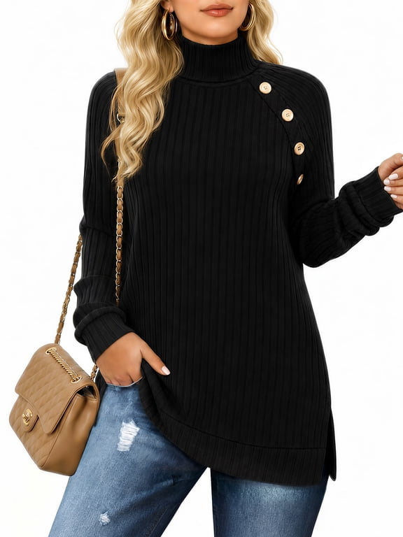 Long Sleeve Shirts for Women Turtleneck Casual Tunic Tops Lightweight Pullover Fashion Clothes