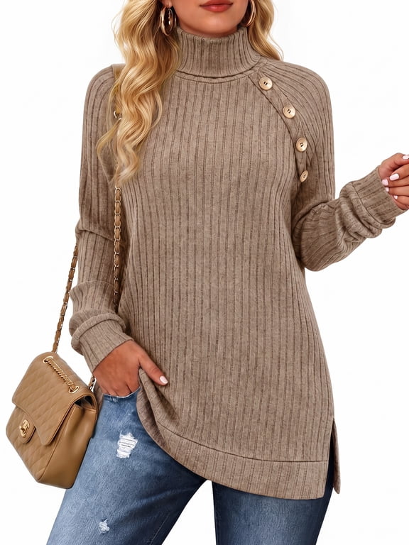Long Sleeve Shirts for Women Turtleneck Casual Tunic Tops Lightweight Pullover Fashion Clothes