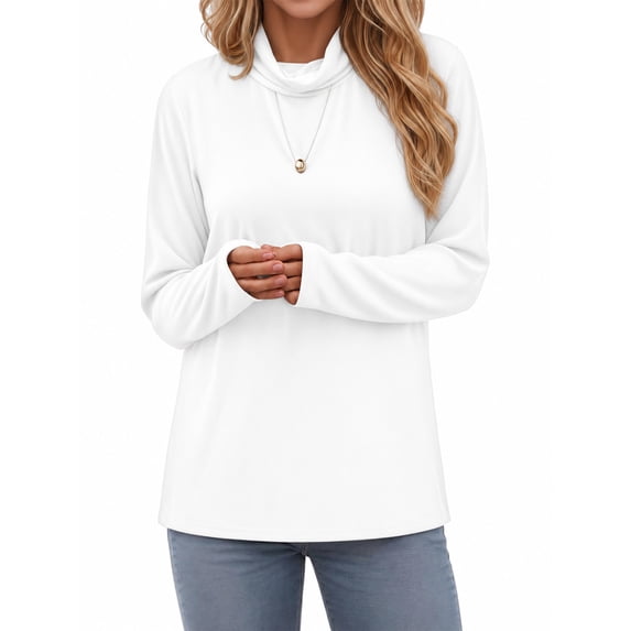 MOYIKO Mock Cowl Neck Long Sleeve Shirts for Women Casual Relaxed Loose Fit Pullover Shirt