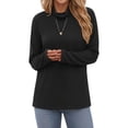 thumbnail image 1 of MOYIKO Mock Cowl Neck Long Sleeve Shirts for Women Casual Relaxed Loose Fit Pullover Shirt, 1 of 7
