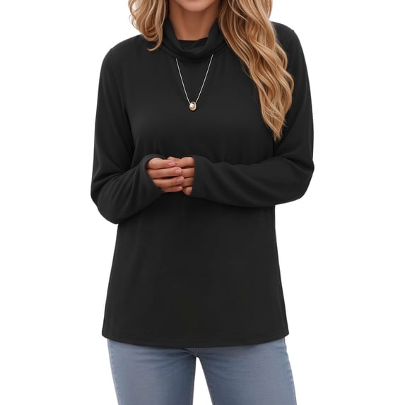 MOYIKO Mock Cowl Neck Long Sleeve Shirts for Women Casual Relaxed Loose Fit Pullover Shirt