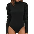 thumbnail image 1 of MOYIKO Mock Turtle Neck Long Sleeve Bodysuit Puff Sleeve Business Casual Tops for Women,Size S-XXL, 1 of 10