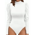 thumbnail image 1 of MOYIKO Mock Turtle Neck Long Sleeve Bodysuit Puff Sleeve Business Casual Tops for Women,Size S-XXL, 1 of 9