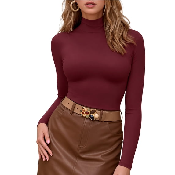 MOYIKO fitted mock turtleneck long sleeve top