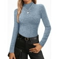 thumbnail image 1 of MOYIKO Mock Turtleneck Long Sleeve Shirts for Women Fitted Thermal Undershirts Lightweight Trendy Tops, 1 of 7