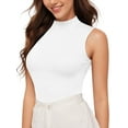 thumbnail image 1 of MOYIKO Mock Turtleneck for Women Fitted Sleeveless Tops Tight Shirts Tees, 1 of 8
