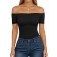 thumbnail image 1 of MOYIKO Off The Shoulder Tops for Women Short Sleeve Slim Fit Shirts Basic Clothes 2026 Fashion, 1 of 7