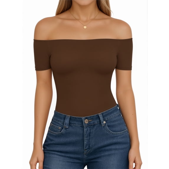 MOYIKO Off The Shoulder Tops for Women Short Sleeve Slim Fit Shirts Basic Clothes 2026 Fashion