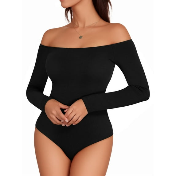 MOYIKO Off the Shoulder Tops for Women Long Sleeve Body Suits for Womens,Size S-XXL