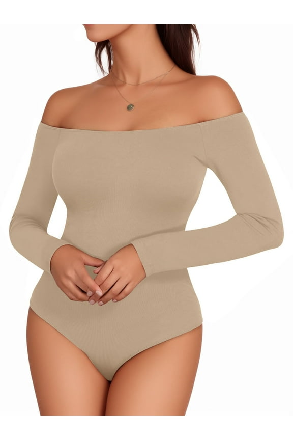 Off the Shoulder Tops for Women Long Sleeve Body Suits for Womens Fitted Tight Tops