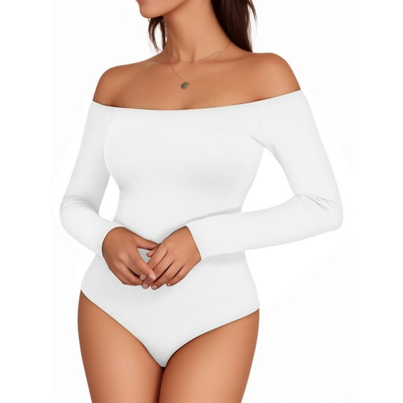 MOYIKO Off the Shoulder Tops for Women Long Sleeve Body Suits for Womens,Size XX-Large