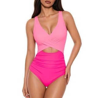 MOYIKO One Piece Swimsuits for Women Tummy Control High Waisted Bathing Suit Sexy V Neck Wrap Tie Back 1 Piece Swimsuit