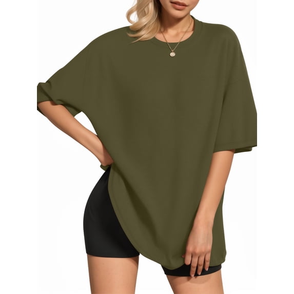 MOYIKO Oversized T Shirts for Women Short Sleeve Loose Fit Crewneck Tees Summer Tops