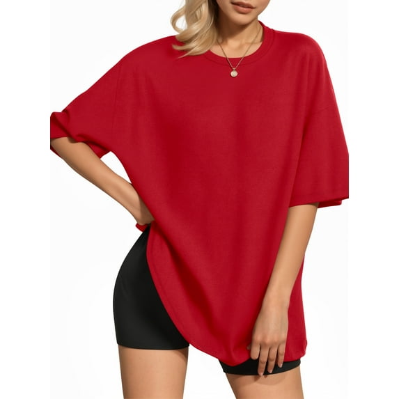 MOYIKO Oversized T Shirts for Women Short Sleeve Loose Fit Crewneck Tees Summer Tops
