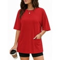 thumbnail image 1 of MOYIKO Oversized T Shirts for Women Half Sleeve Crewneck Loose Fit Tees Summer Tops with Pockets, 1 of 7