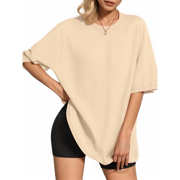 MOYIKO Oversized T Shirts for Women Short Sleeve Loose Fit Crewneck Tees Summer Tops