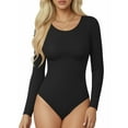 thumbnail image 1 of MOYIKO Round Neck Long Sleeve Bodysuit Fitted Womens Tops,Size S-XXL, 1 of 8