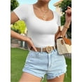thumbnail image 1 of MOYIKO Scoop Neck Short Sleeve Shirts for Women Fitted Tops Tee,Size Medium, 1 of 6