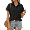 thumbnail image 1 of MOYIKO Short Sleeve Summer Tops for Women Casual Button Down Shirts Solid Business Work Blouses, 1 of 7
