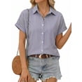 thumbnail image 1 of MOYIKO Short Sleeve Summer Tops for Women Casual Button Down Shirts Striped Business Work Blouses, 1 of 7