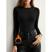 MOYIKO Slim Fitted Thermal Long Sleeve Shirts for Women Undershirts Crewneck Basic Tees