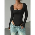 thumbnail image 1 of MOYIKO Square Neck Tops for Women Long Sleeve Body Suits Womens Fitted Tight Tops, 1 of 7
