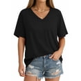 thumbnail image 1 of MOYIKO T Shirts Short Sleeve V Neck Tees for Women Fashion Trendy Tops Casual Summer Clothes, 1 of 7