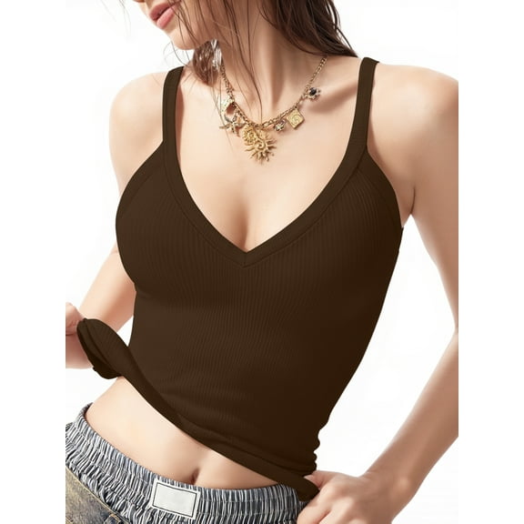 MOYIKO Workout Tank Top for Women V Neck Ribbed Racerback Fitted Cami Sleeveless Summer Tops