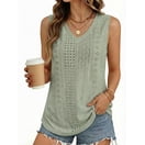 MOYIKO Tank Tops for Women Eyelet V Neck Trendy Sleeveless Tops Dressy Casual Flowy Summer Shirts Loose Fit