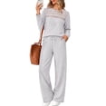 thumbnail image 1 of MOYIKO Two Piece Lounge Sets for Women Casual Lace Pajamas Set Wide Leg Pants Winter Matching 2 Piece Outfits Trendy Clothes, 1 of 7
