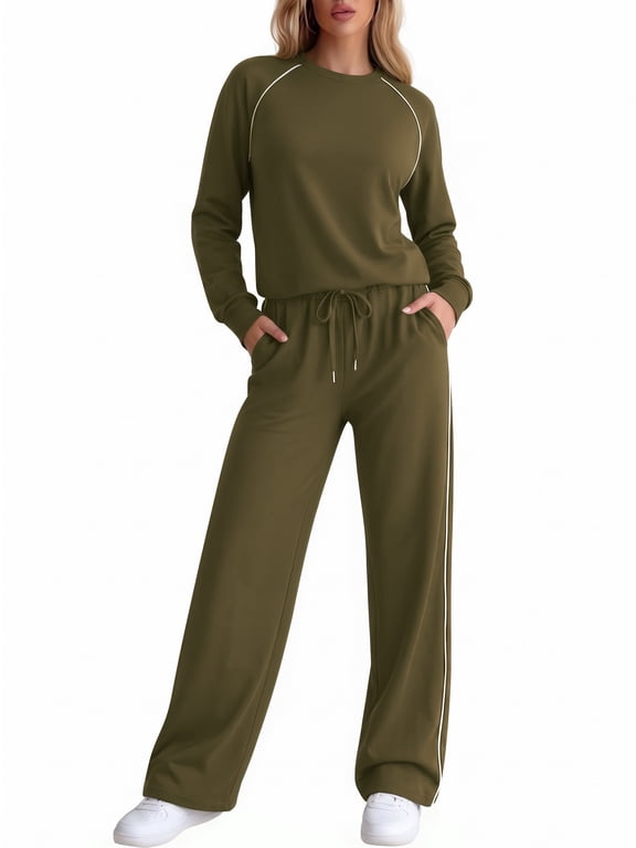 Women 2 Piece Lounge Sets Sweatsuit Fall Outfits Matching Wide Leg pants Set Tracksuit Trendy Clothes