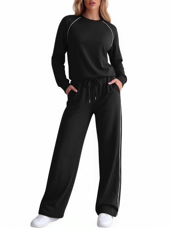 Women 2 Piece Lounge Sets Sweatsuit Fall Outfits Matching Wide Leg pants Set Tracksuit Trendy Clothes