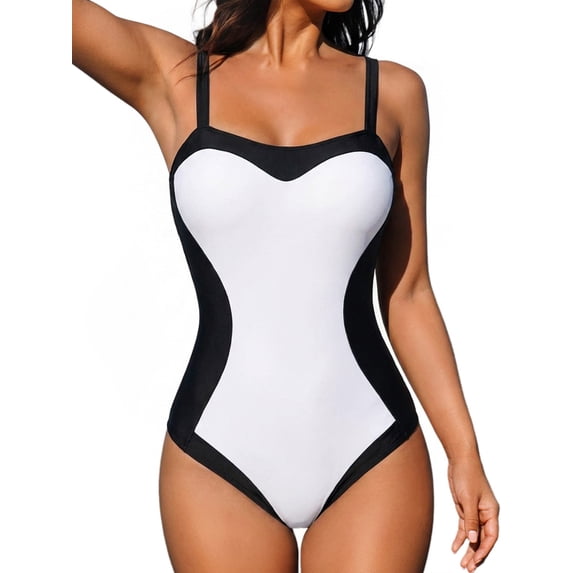 MOYIKO Women Slimming Tummy Control One Piece Swimsuit Retro Square Neck Bathing Suit