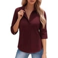 thumbnail image 1 of MOYIKO Womens 3/4 Sleeve Button Down Shirts Basic Wrinkle Free Stretch Collared Office Work Blouses Tops Dressy Casual, 1 of 7