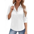 thumbnail image 1 of MOYIKO Womens Button Down Shirts 3/4 Sleeve Basic Business Dress Shirts Collared Work Office Fitted Blouses Tops, 1 of 7