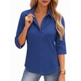 thumbnail image 1 of MOYIKO Womens Button Down Shirts 3/4 Sleeve Basic Business Dress Shirts Collared Work Office Fitted Blouses Tops, 1 of 7
