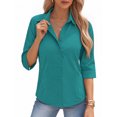 thumbnail image 1 of MOYIKO Womens Button Down Shirts 3/4 Sleeve Basic Business Dress Shirts Collared Work Office Fitted Blouses Tops, 1 of 1