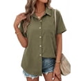 thumbnail image 1 of MOYIKO Womens Button Down Shirts Short Sleeve Shirt Collared Casual Work Blouses Summer Tops with Pockets, 1 of 7