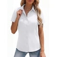 thumbnail image 1 of MOYIKO Womens Button Down Shirts Stretch Short Sleeve Dress Shirts Business Work Fitted Collared Office Basic Blouse, 1 of 7