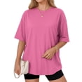thumbnail image 1 of MOYIKO Womens Oversized T Shirts Crew Neck Short Sleeve Summer Trendy Tops Loose Fit Tee, 1 of 7