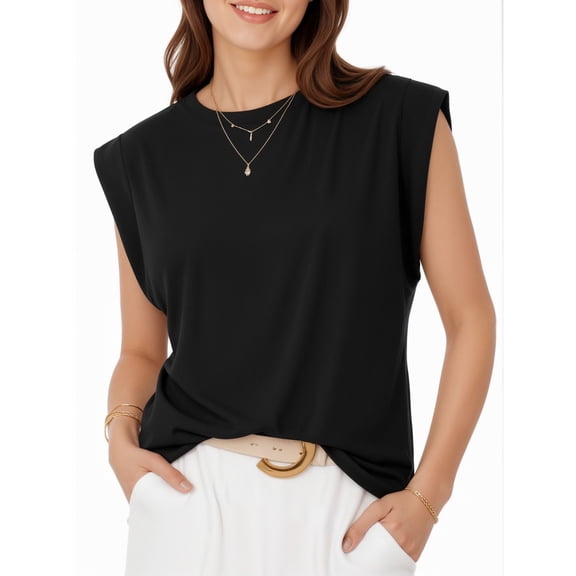 MOYIKO Womens Summer Tops Casual Loose Fit Cap Sleeve T Shirts Basic Crewneck Tank Tops Trendy Plain Womens Clothes Tee