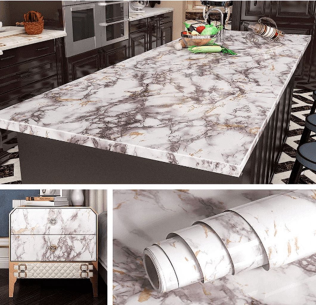 MOYISHI 197x24 "Marble contact Paper Peel and Stick Kitchen Countertops Waterproof contact paper Suitable for desk rose pink marble countertop covering adhesive vinyl wrap rent-friendly wallpaper