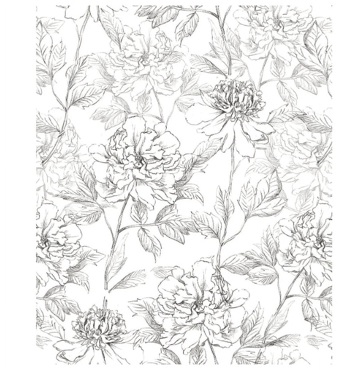 MOYISHI Black and White Floral Wallpaper Peonies Removable Peel and ...