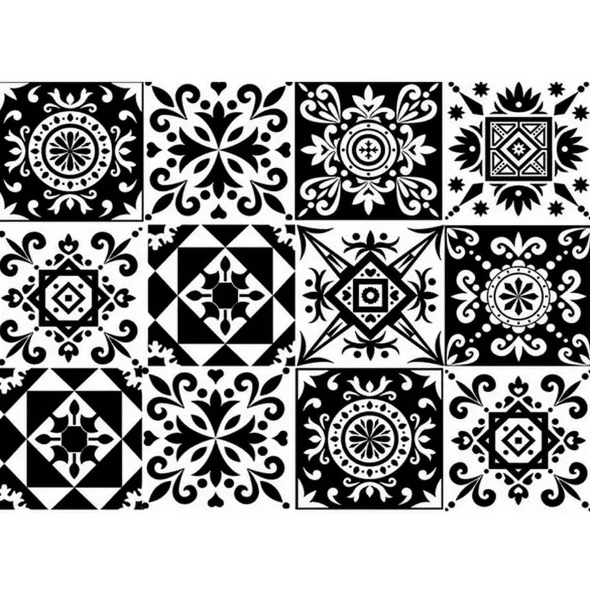 MOYISHI Black and White Tile Wall Stickers 12 Pcs (6X6 in) Kitchen and