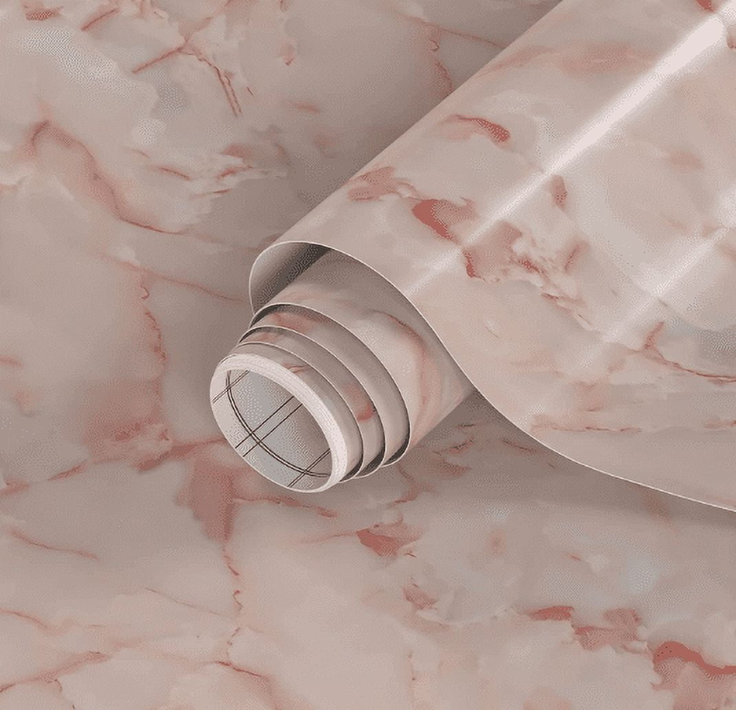 MOYISHI Glossy Marble Peel and Stick Wallpaper 15.7"x 197" Jade Pink Marble Contact Paper Peel and Stick Removable Self-Adhesive Wallpaper Vinyl Wall Covering for Countertops Waterproof Cabinets