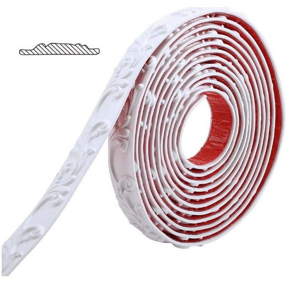 MOYISHI Paintable Wall Trim | Crown Molding for Cabinet Mirror Frame Wall Edge Home Decor | Peel and Stick Self-Adhesive Design, 16.4 ft x 1 inch