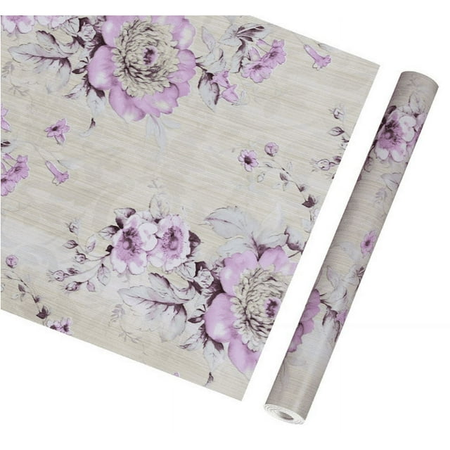 MOYISHI Vintage Purple Peony SelfAdhesive Kitchen Shelf Drawer Liner