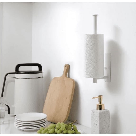 MOYISHI White Paper Towel Holder - Undercabinet Paper Towel Holder for kitchen, bathroom towel Sticky Paper towel Roll holder, Wall mounted Paper towel holder,304 stainless steel