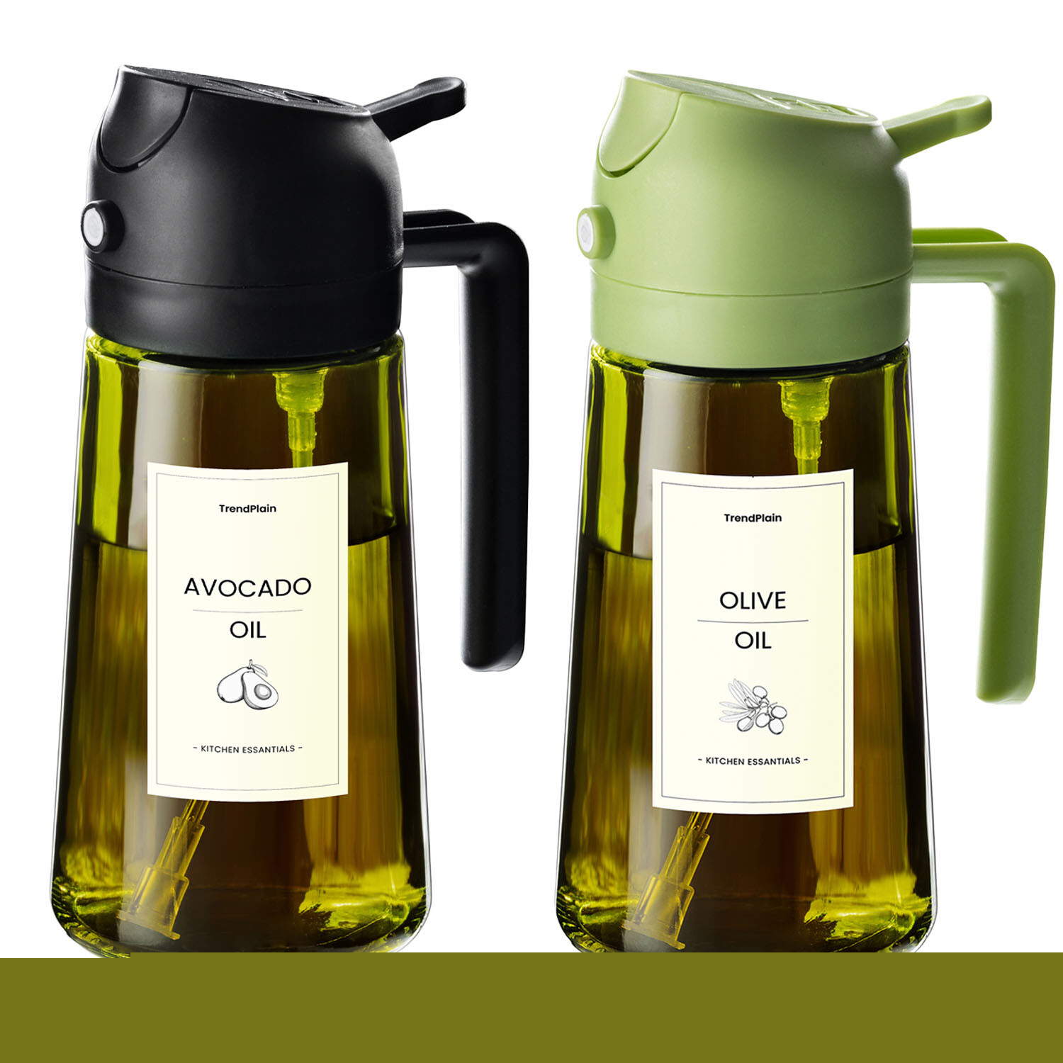 MOYU 2-in-1 Glass Oil Sprayer and Pour Dispenser - Leak-Proof Kitchen Oil Container for Oil Control, Fits Avocado/Olive/Sesame Oil