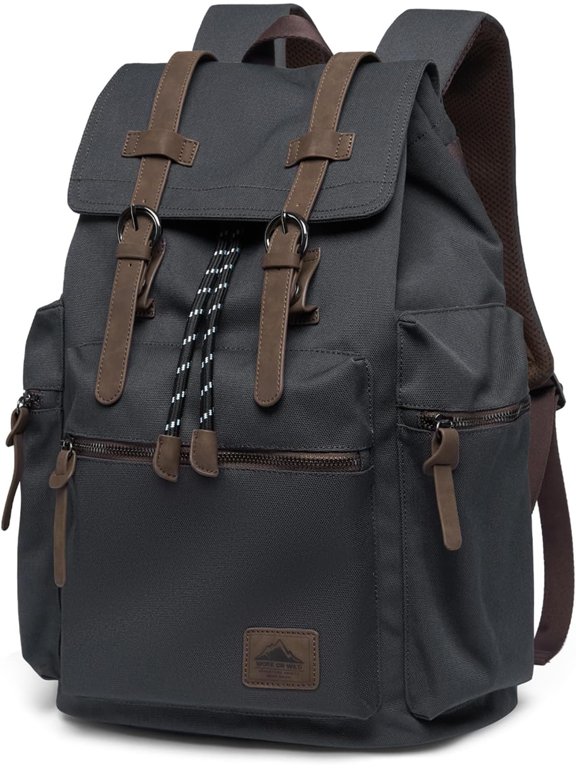 28L Canvas Drawstring Laptop Backpack, 18.1-Inch Daypack, Dark Gray
